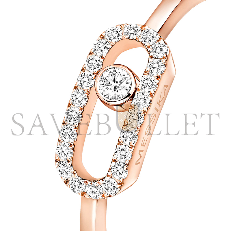 MESSIKA MOVE UNO HALF PAVÉ RING PINK GOLD DIAMOND RING 04705-PG