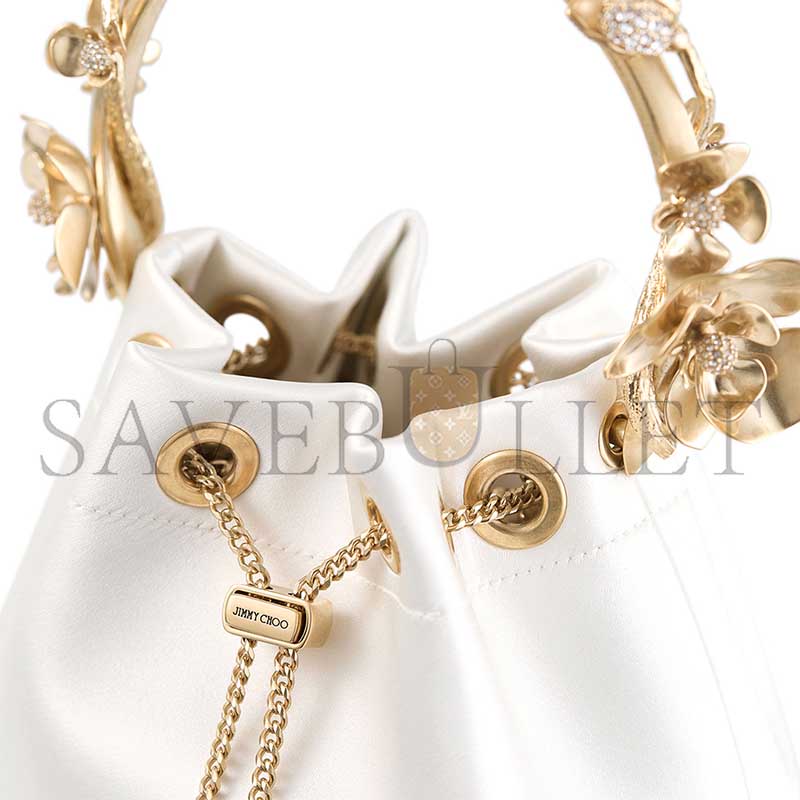 JIMM YCHOO BON BON IVORY SATIN FLOWER BAG BONBONIFE010003 (15*14*9.5cm)