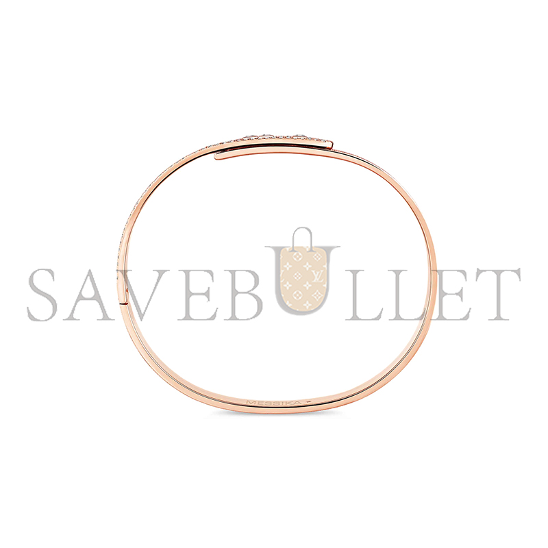 MESSIKA MOVE NOA CISELÉ HALF PAVÉ BANGLE PINK GOLD DIAMOND BRACELET 14501-PG