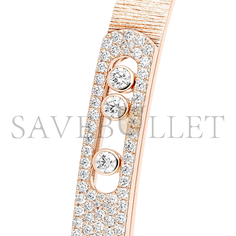 MESSIKA MOVE NOA CISELÉ HALF PAVÉ BANGLE PINK GOLD DIAMOND BRACELET 14501-PG