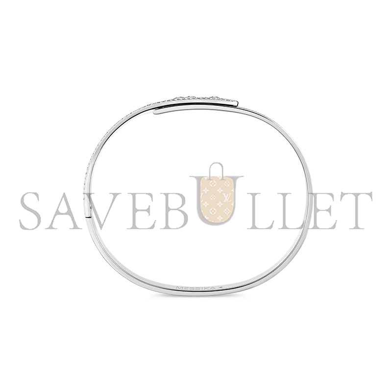 MESSIKA MOVE NOA CISELÉ HALF PAVÉ BANGLE WHITE GOLD DIAMOND BRACELET 14501-WG