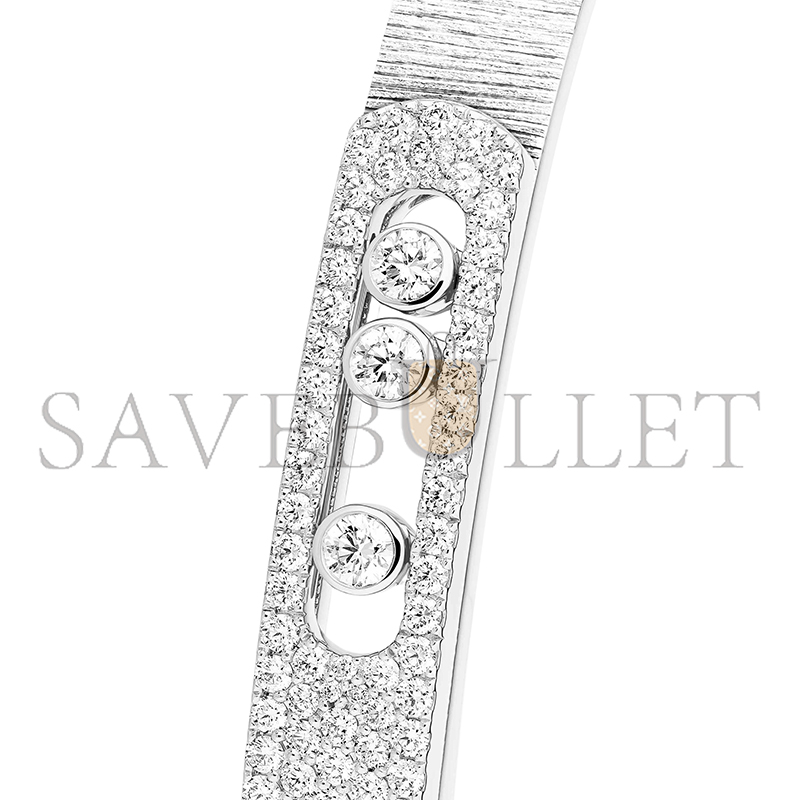 MESSIKA MOVE NOA CISELÉ HALF PAVÉ BANGLE WHITE GOLD DIAMOND BRACELET 14501-WG