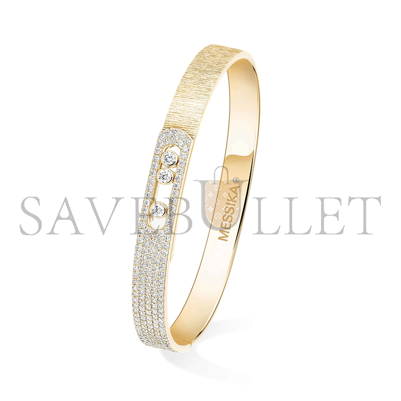 MESSIKA MOVE NOA CISELÉ HALF PAVÉ BANGLE YELLOW GOLD DIAMOND BRACELET 14501-YG