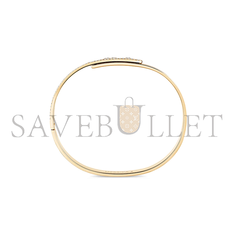 MESSIKA MOVE NOA CISELÉ HALF PAVÉ BANGLE YELLOW GOLD DIAMOND BRACELET 14501-YG