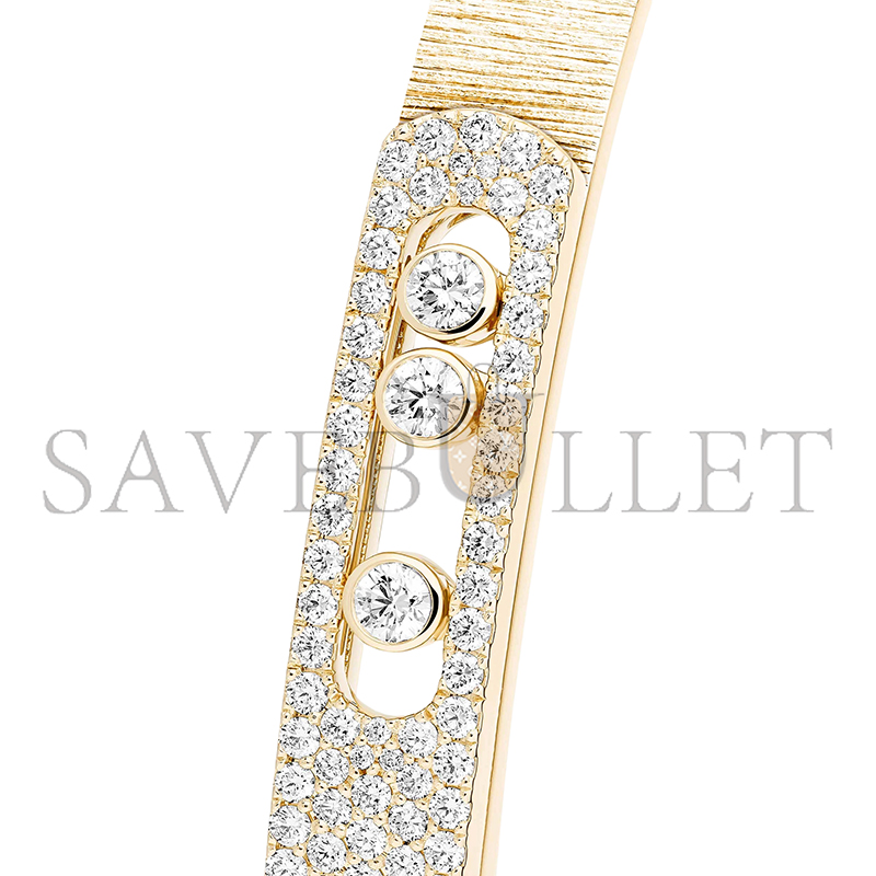 MESSIKA MOVE NOA CISELÉ HALF PAVÉ BANGLE YELLOW GOLD DIAMOND BRACELET 14501-YG