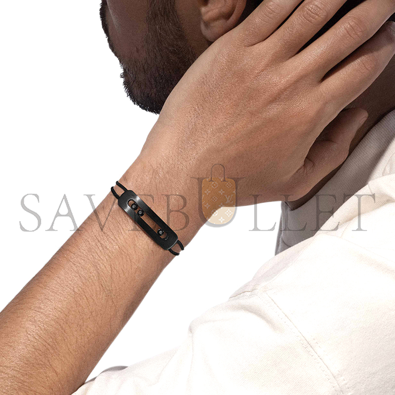 MESSIKA MOVE TITANIUM CORD BRACELET LARGE BLACK TITANIUM DIAMOND BRACELET 12534-TB