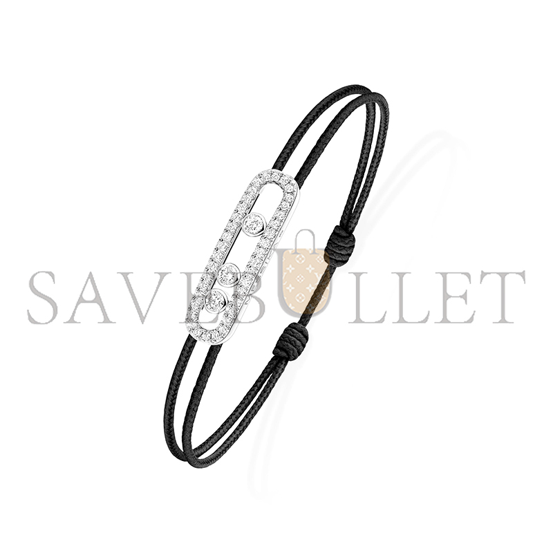 MESSIKA MESSIKA CARE(S) BLACK CORD PAVÉ BRACELET WHITE GOLD DIAMOND BRACELET 14141-WG