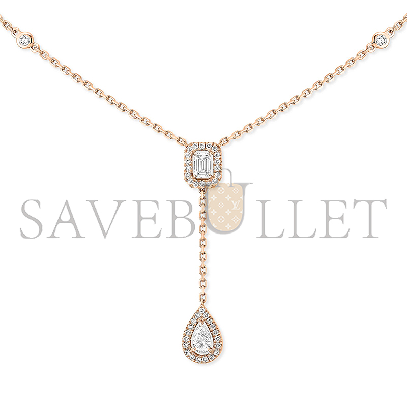 MESSIKA MY TWIN TIE NECKLACE 2X 0.10CT PINK GOLD DIAMOND NECKLACE 06693-PG