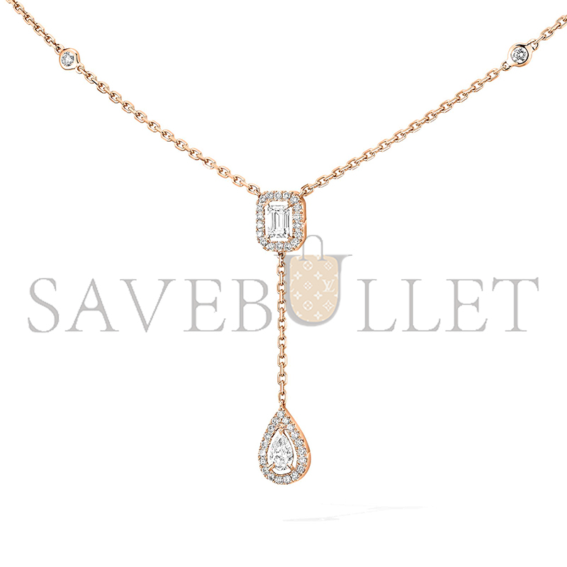 MESSIKA MY TWIN TIE NECKLACE 2X 0.10CT PINK GOLD DIAMOND NECKLACE 06693-PG