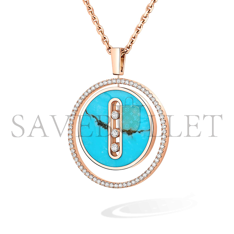 MESSIKA LUCKY MOVE TURQUOISE NECKLACE MEDIUM PINK GOLD DIAMOND NECKLACE 10836-PG