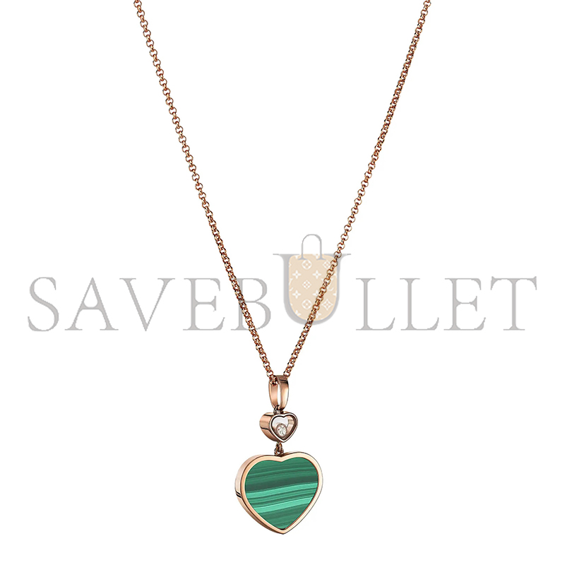 CHOPARD HAPPY HEARTS PENDANT, ROSE GOLD, DIAMOND, MALACHITE 797482-5151