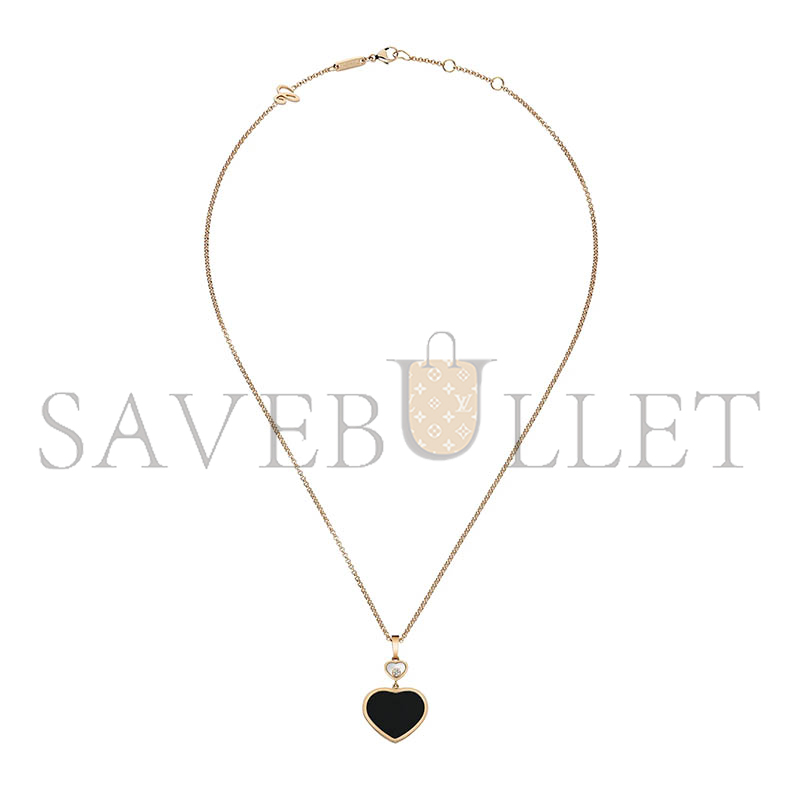 CHOPARD HAPPY HEARTS PENDANT, ROSE GOLD, DIAMOND, ONYX 797482-5201