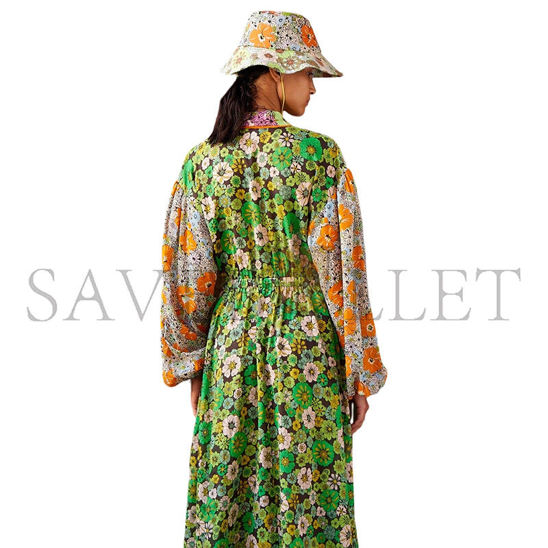 ALÉMAIS ORANGE BLOSSOM SPLICED MIDI DRESS 6376D