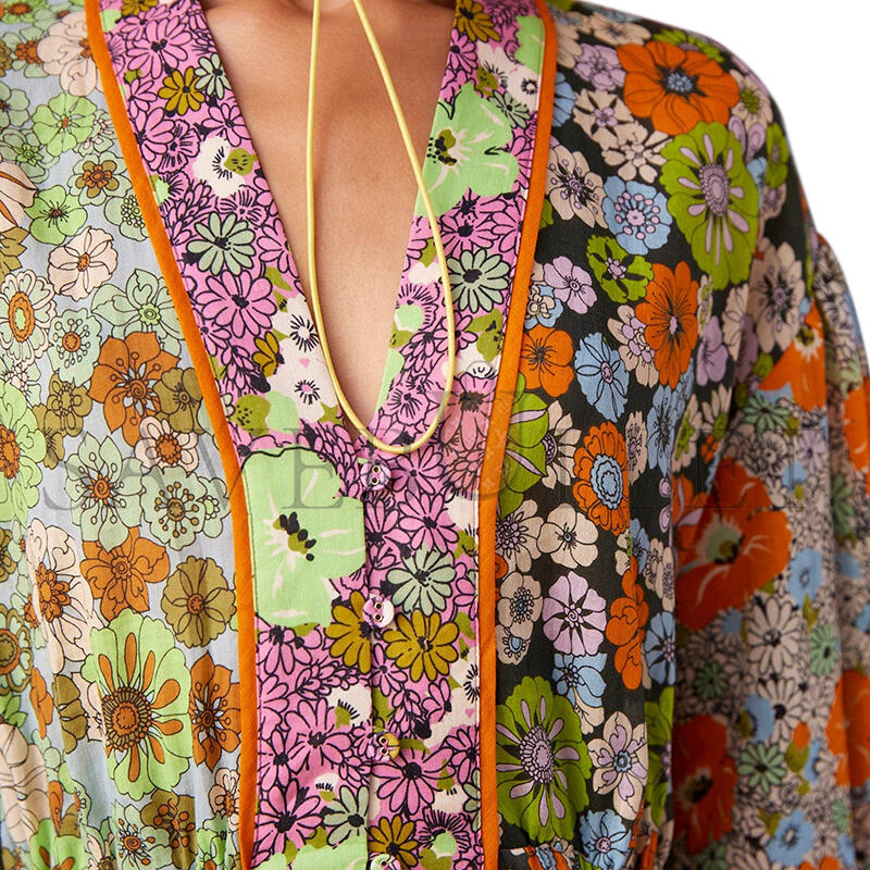 ALÉMAIS ORANGE BLOSSOM SPLICED MIDI DRESS 6376D