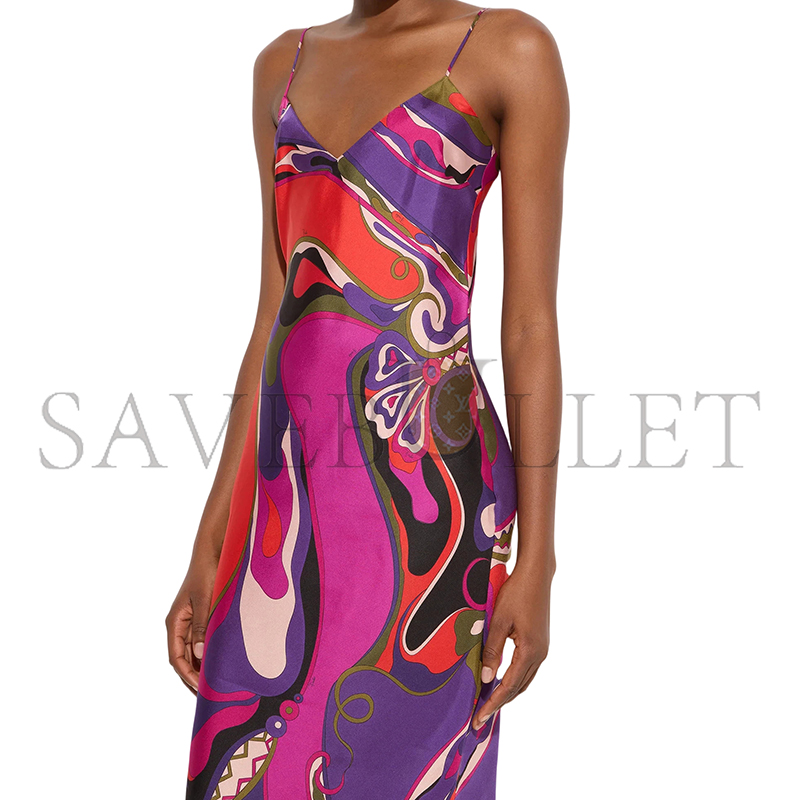 PUCCI ORCHIDEE PRINT LONG DRESS WITH SHAWL 5URI305U731017