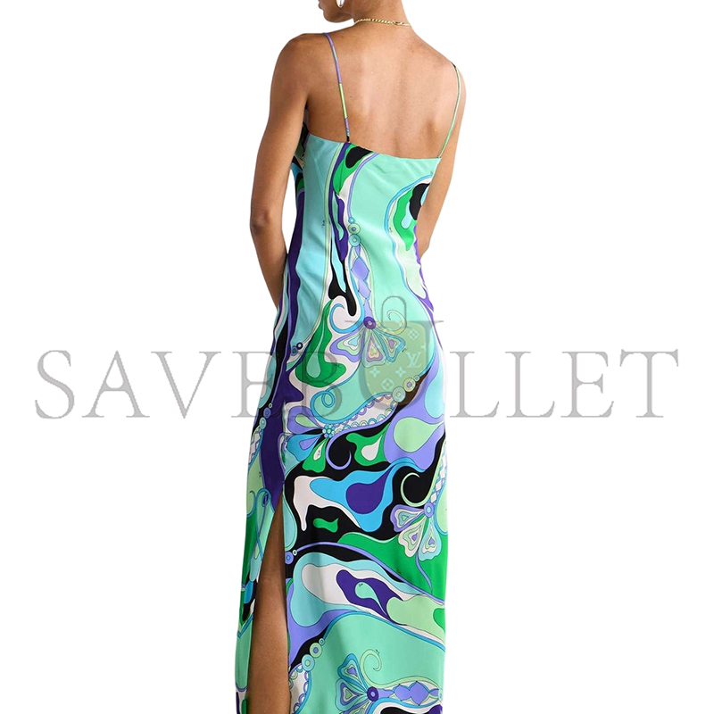 PUCCI PRINTED SILK CREPE DE CHINE MAXI DRESS 5HRI265H733025