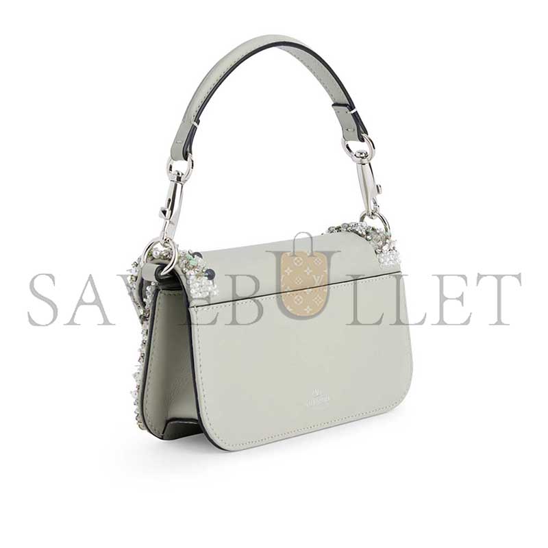VALENTINO GARAVANI LOCÒ SMALL EMBELLISHED LEATHER SHOULDER BAG 5W2B0N86NKG (20*10*6cm)