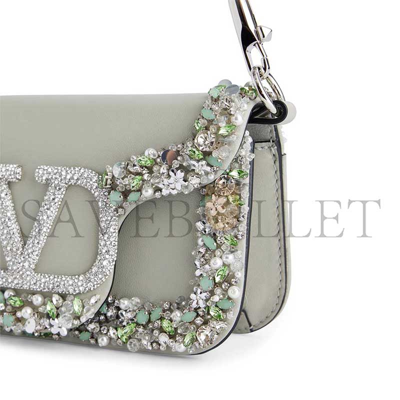 VALENTINO GARAVANI LOCÒ SMALL EMBELLISHED LEATHER SHOULDER BAG 5W2B0N86NKG (20*10*6cm)