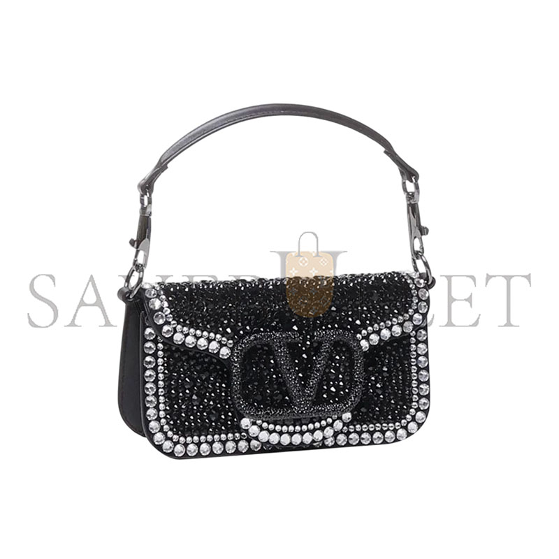 VALENTINO SMALL GARAVANI LOCO SHOULDER BAG WITH RHINESTONES (20*11*5cm)