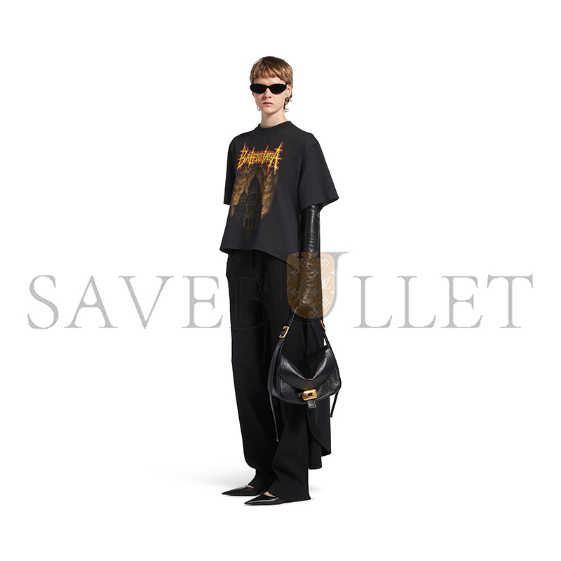 BALENCIAGA WOMEN'S BALENCIAGA SACRÉ CŒUR TRAIN T-SHIRT IN BLACK 871740TUVE41000