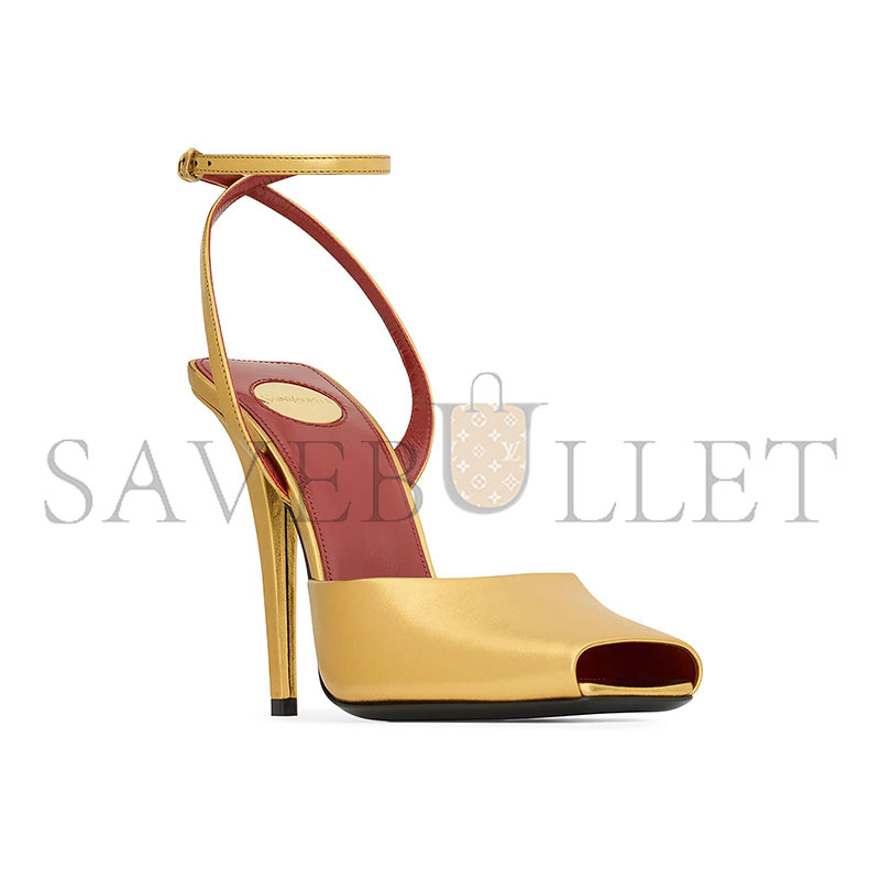 YSL LA SCANDALE SANDALS IN METALLIC LEATHER