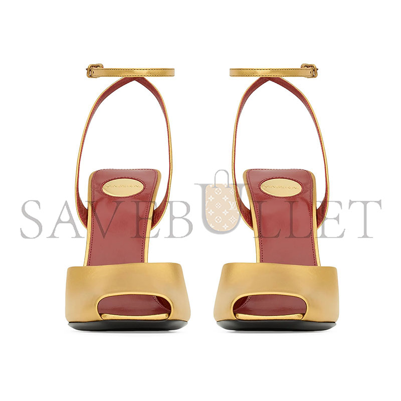 YSL LA SCANDALE SANDALS IN METALLIC LEATHER