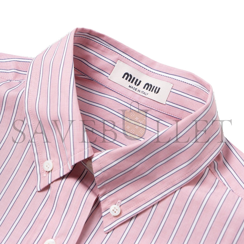 MIU MIU PINK STRIPED COTTON POPLIN SHIRT MK2007