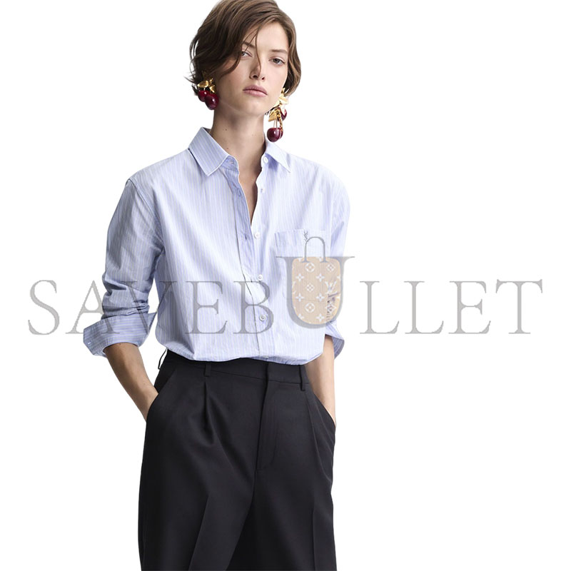 YSL CASSANDRE STRIPED POPLIN COTTON SHIRT 861080Y7J664427