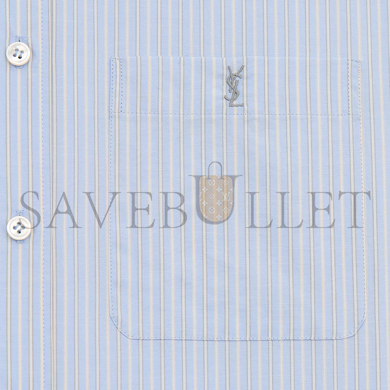 YSL CASSANDRE STRIPED POPLIN COTTON SHIRT 861080Y7J664427