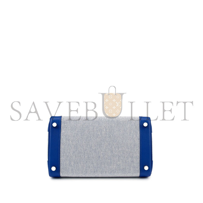 HERMES BLEU FRANCE SWIFT AND TOILE BIRKIN 25 PALLADIUM HARDWARE (25*20*13cm)