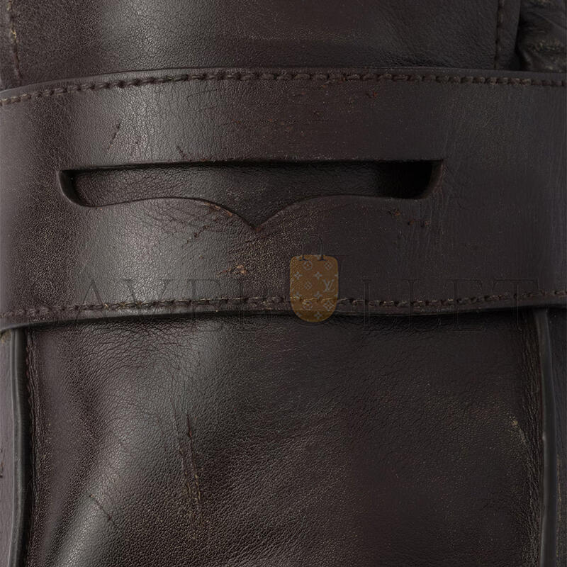 PRADA SHUFFLE ANTIQUED LEATHER LOAFERS 2DG158