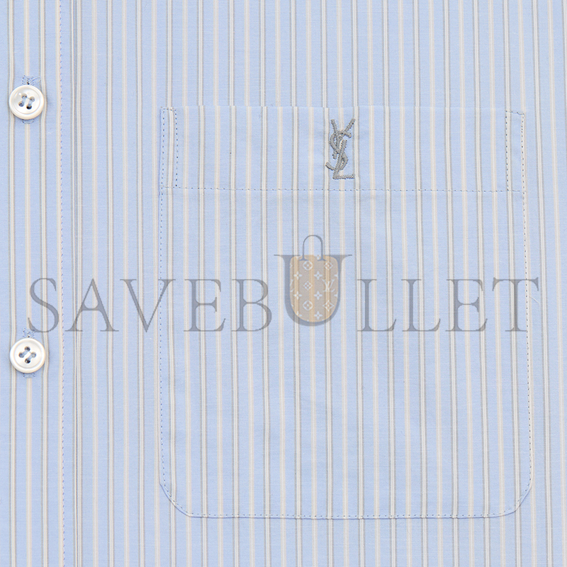 YSL CASSANDRE SHIRT IN STRIPED COTTON POPLIN 861080Y7J664427