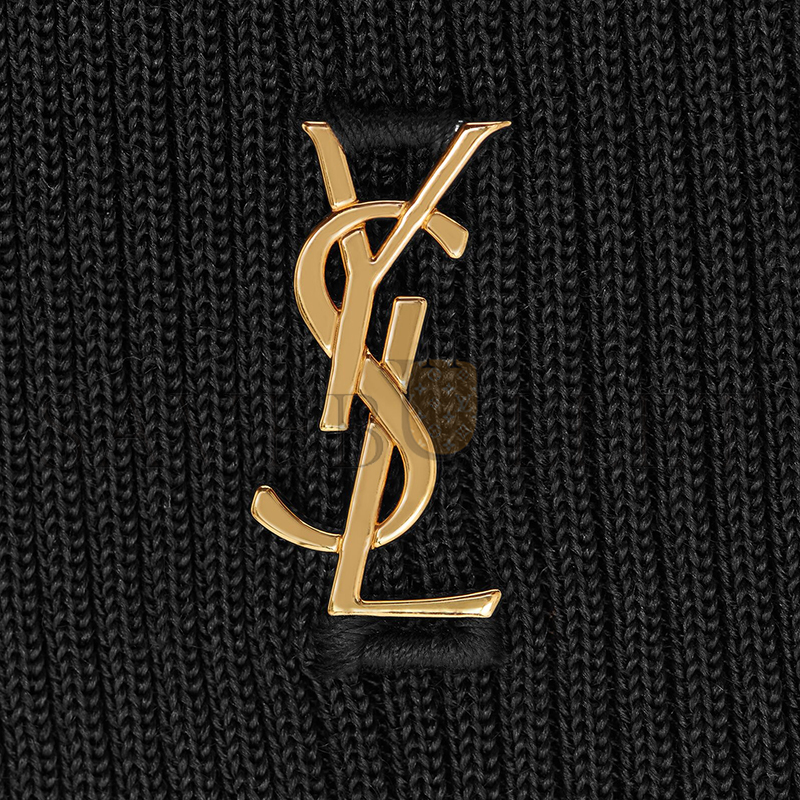 YSL MONOGRAM RIBBED SILK SHORT-SLEEVE TOP 705377Y75PY1000