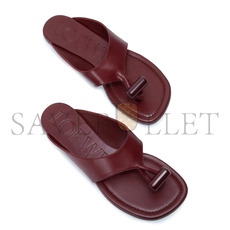 LOEWE TOGGLE FLAT SANDAL IN SHINY SMOOT CALFSKIN L815465XB9