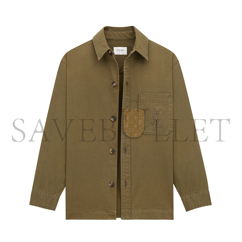 YSL CASSANDRE OVERSHIRT IN COTTON LINEN GABARDINE 838697Y253W3530