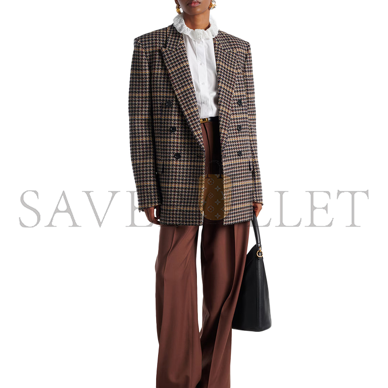YSL HOUNDSTOOTH DOUBLE-BREASTED WOOL BLAZER