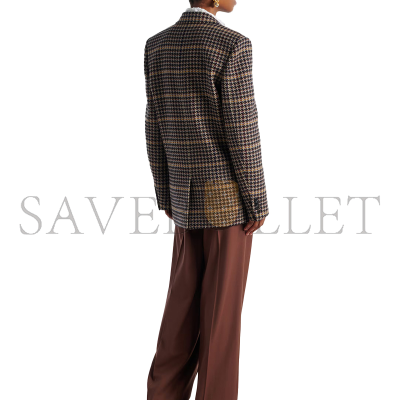 YSL HOUNDSTOOTH DOUBLE-BREASTED WOOL BLAZER
