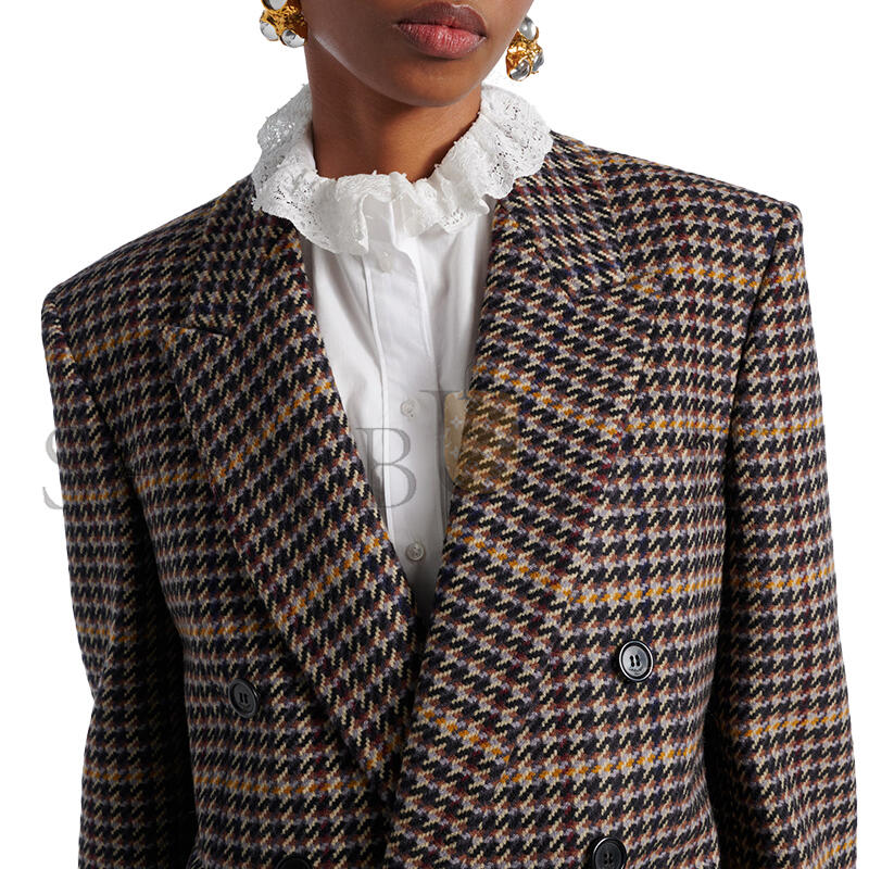 YSL HOUNDSTOOTH DOUBLE-BREASTED WOOL BLAZER