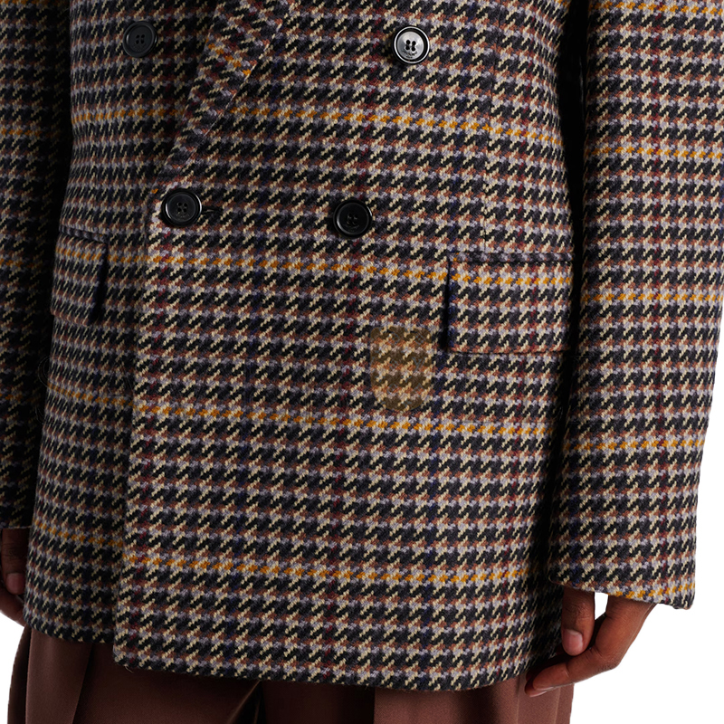 YSL HOUNDSTOOTH DOUBLE-BREASTED WOOL BLAZER