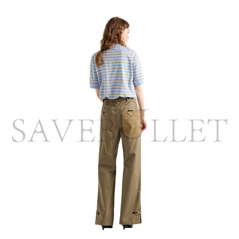 PRADA CROPPED STRIPED PIQUÉ POLO SHIRT 39609