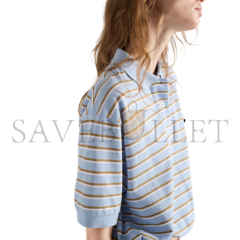 PRADA CROPPED STRIPED PIQUÉ POLO SHIRT 39609
