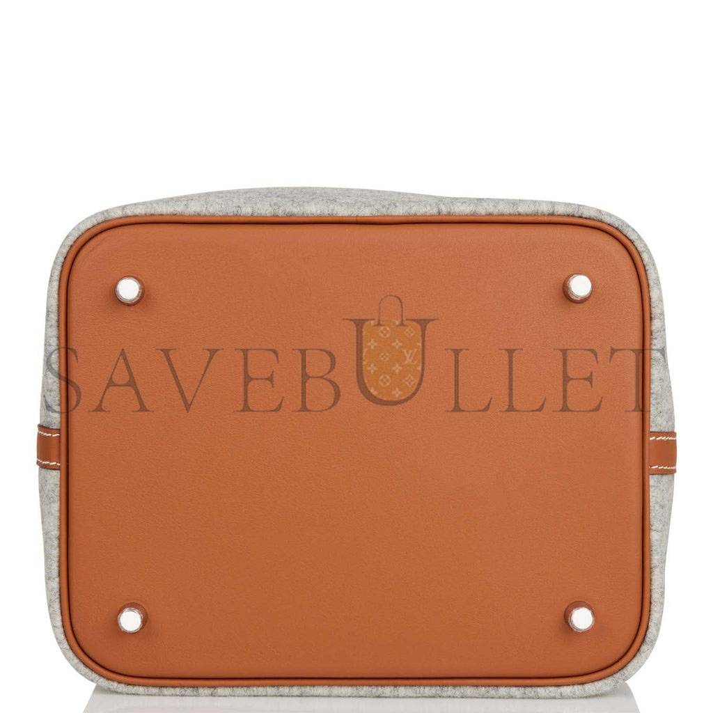HERMES PICOTIN LOCK 22 GRIS CLAIR FEUTRE AND BARENIA PALLADIUM HARDWARE (22*21*18cm)