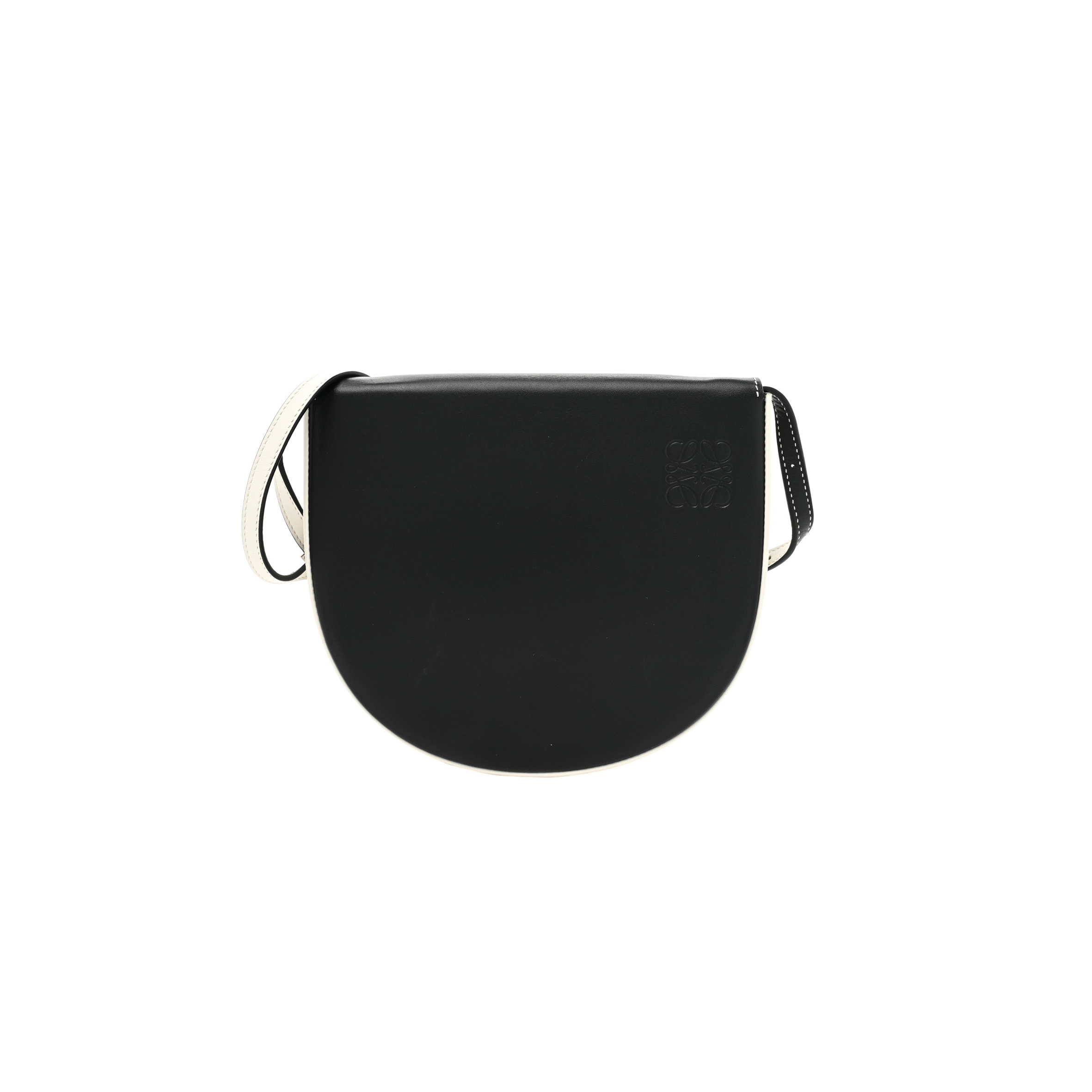 L*E*E SOFT CALFSKIN HEEL BAG BLACK SOFT WHITE (18*15*4cm)