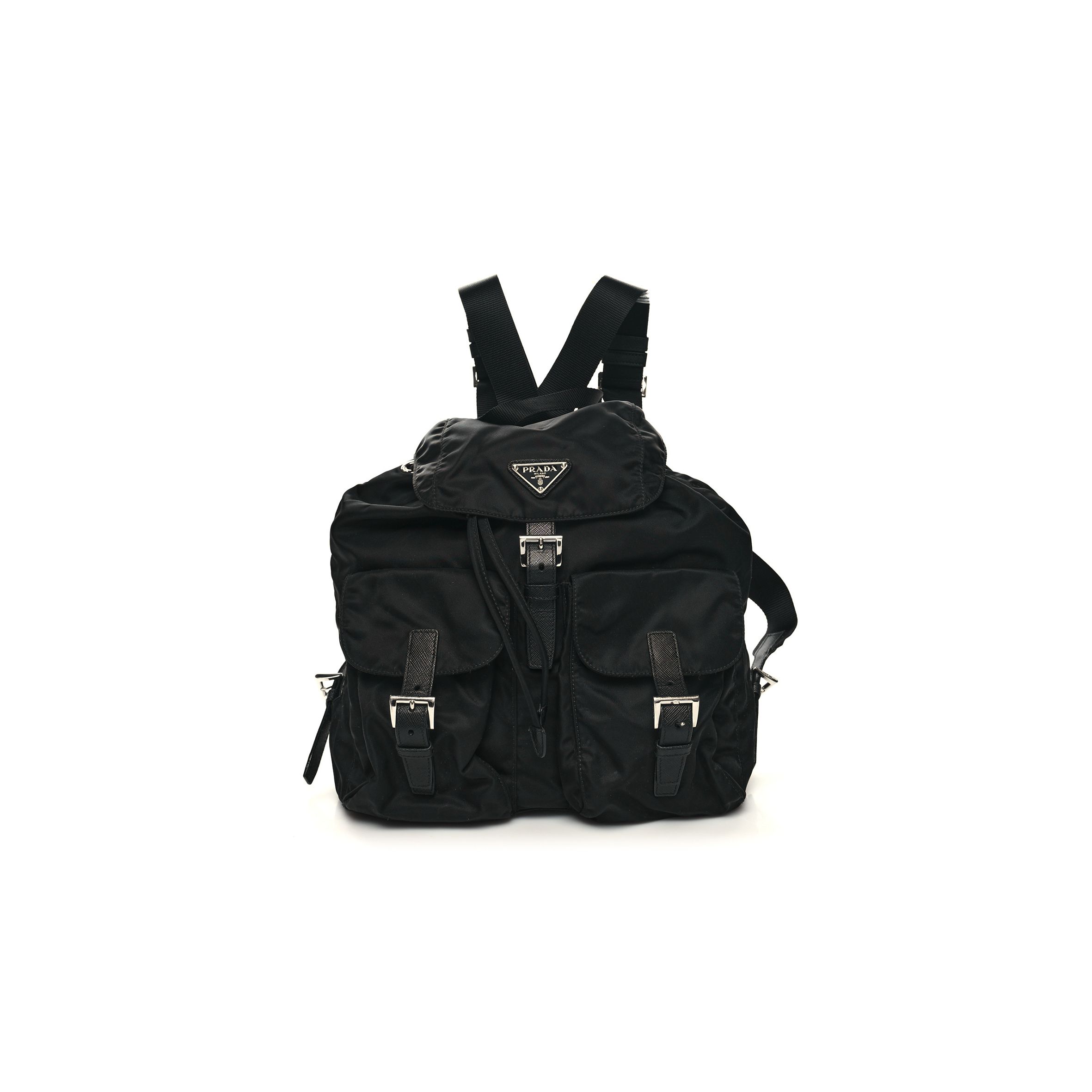 P*A*A TESSUTO NYLON SAFFIANO MEDIUM BACKPACK BLACK (33*29*15cm)