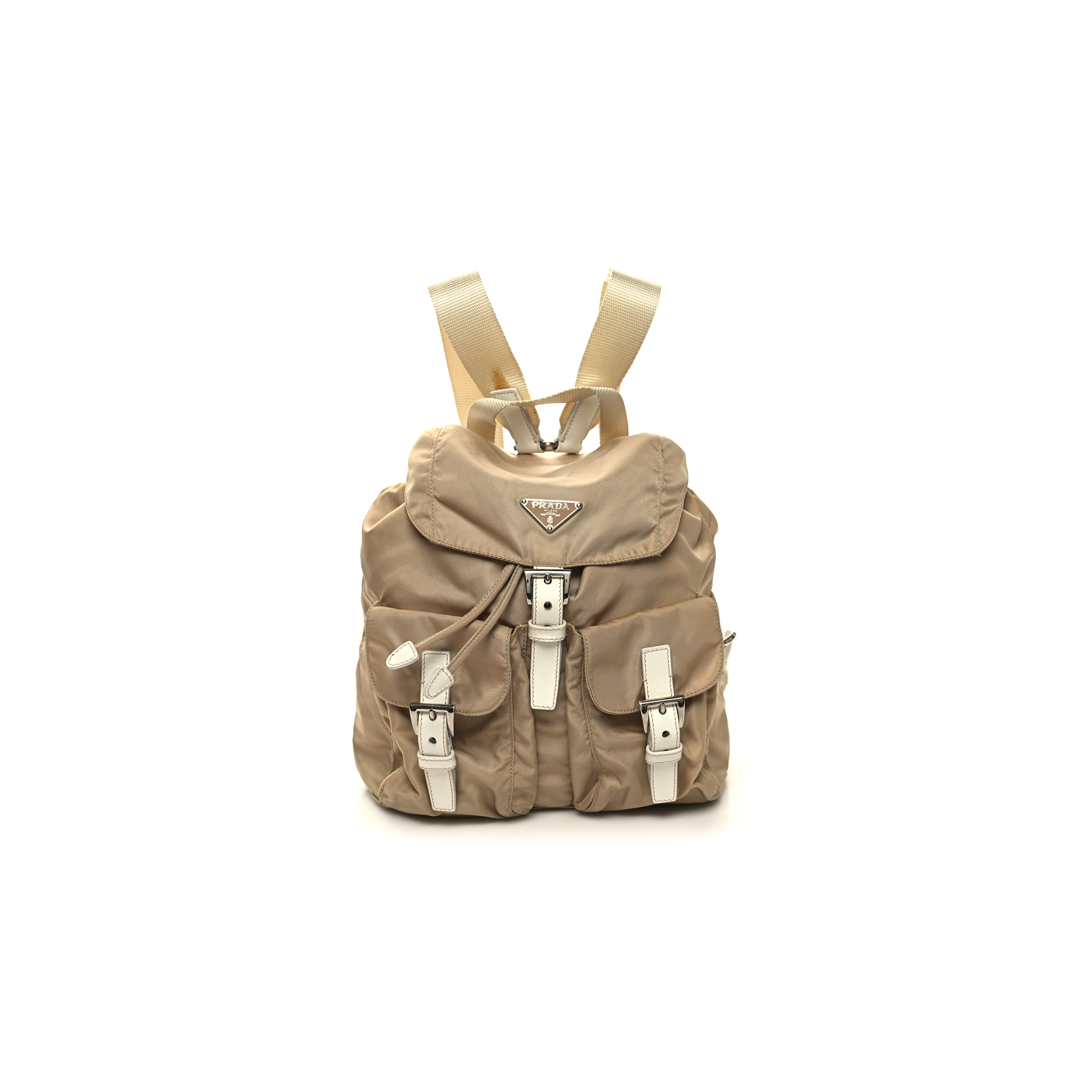 P*A*A TESSUTO NYLON VELA SMALL BACKPACK CAMMELLO BLANCO (25*24*12cm)