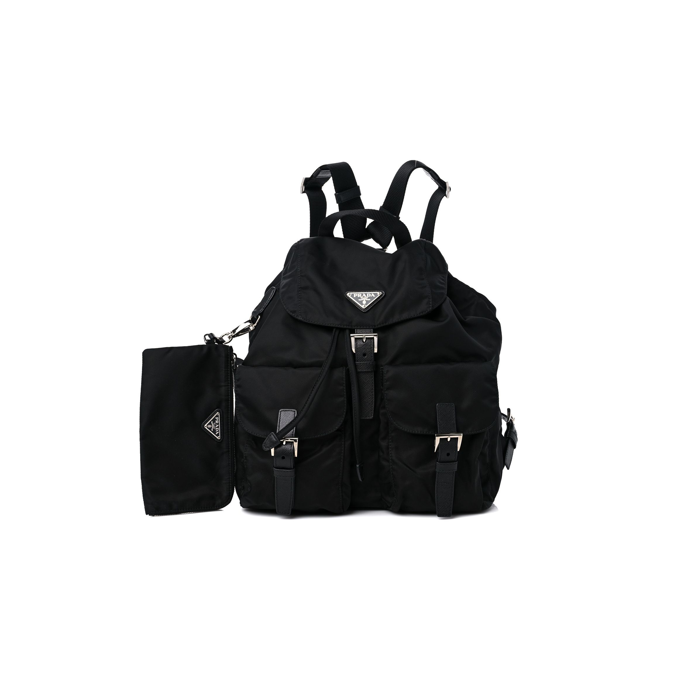 P*A*A RE-NYLON TESSUTO SAFFIANO MEDIUM BACKPACK BLACK (30*30*15cm)