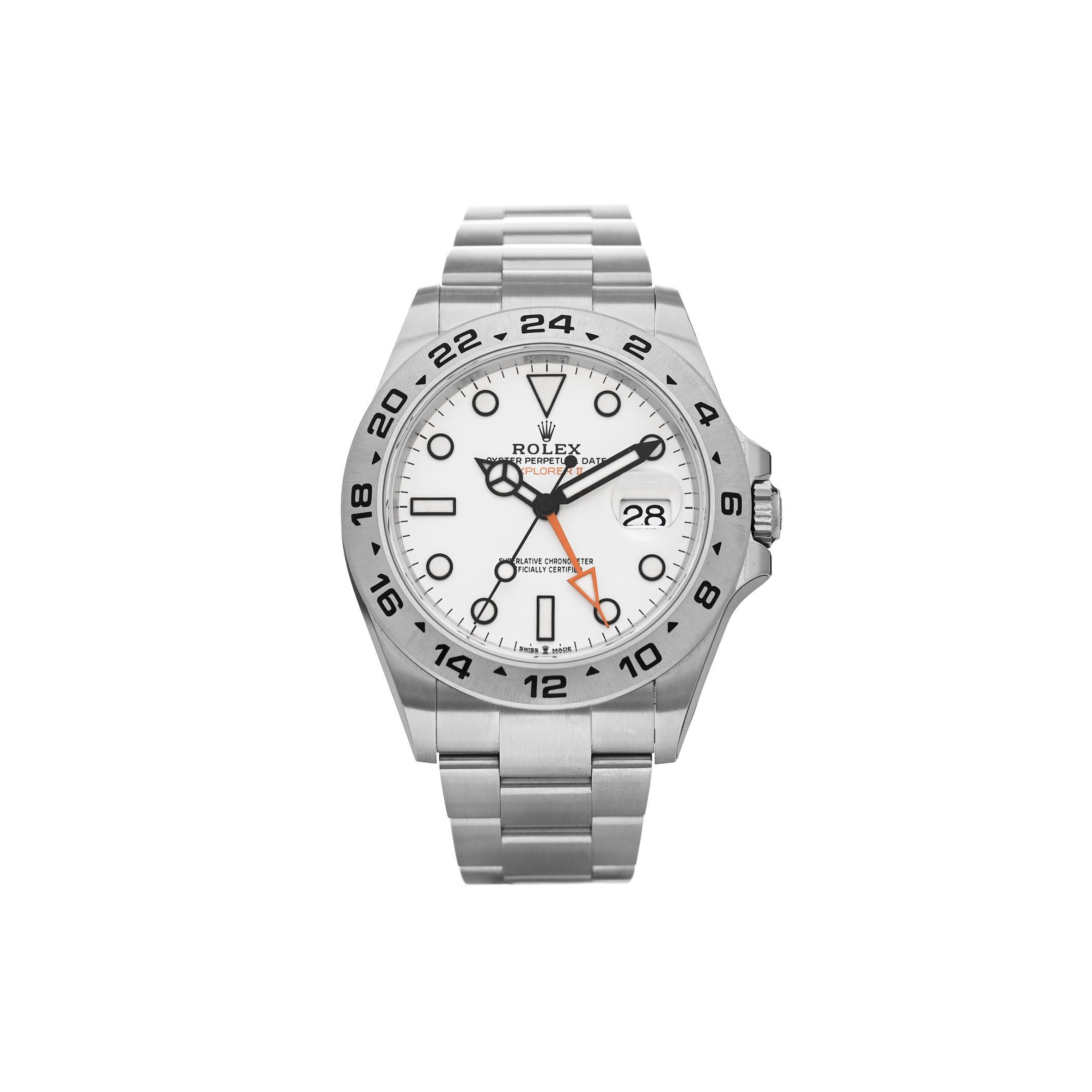 R*L*X STAINLESS STEEL 42MM OYSTER PERPETUAL DATE EXPLORER II WATCH WHITE 226570