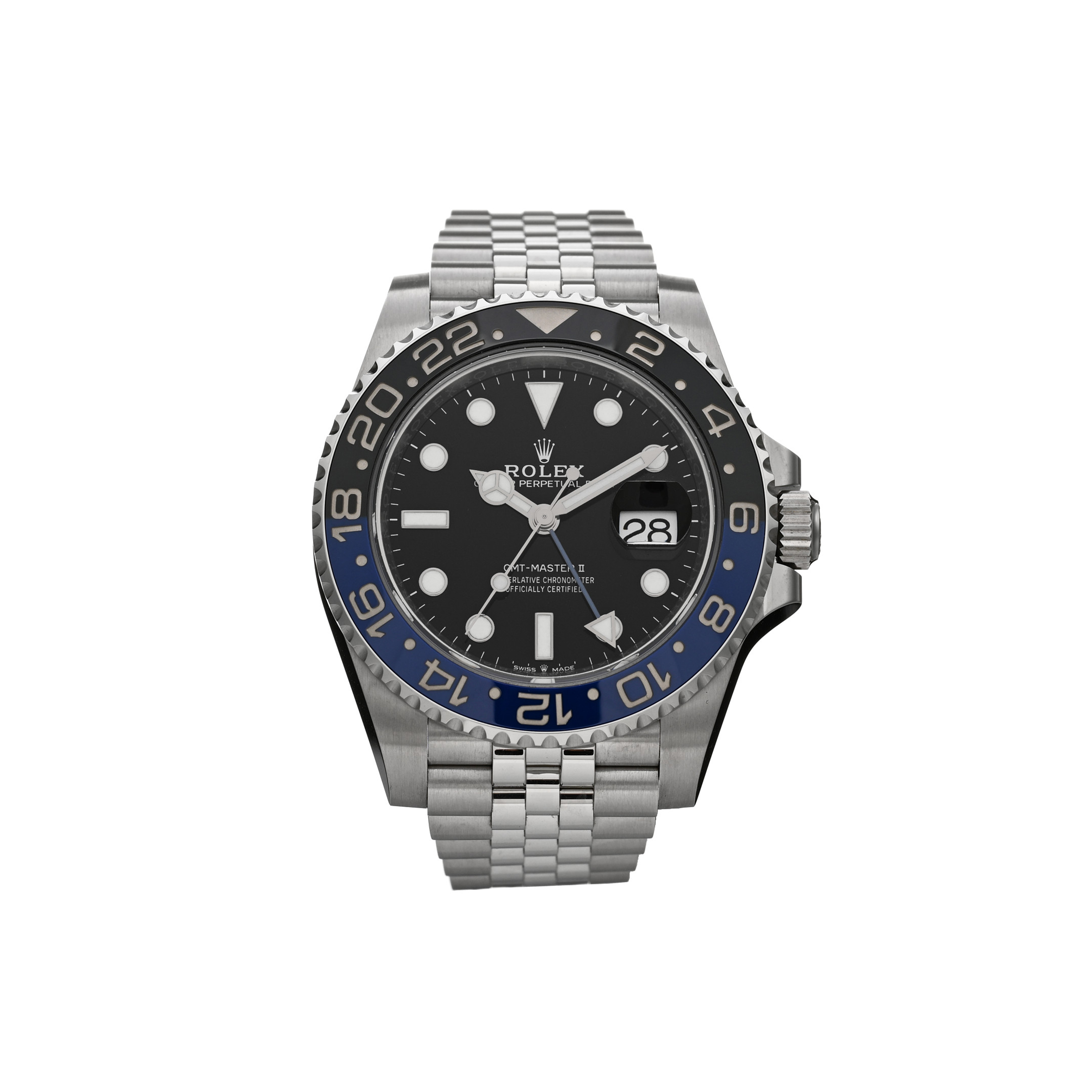 R*L*X STAINLESS STEEL 40MM OYSTER PERPETUAL DATE GMT MASTER Ⅱ &QUOT;BATGIRL&QUOT; WATCH 126710BLNR
