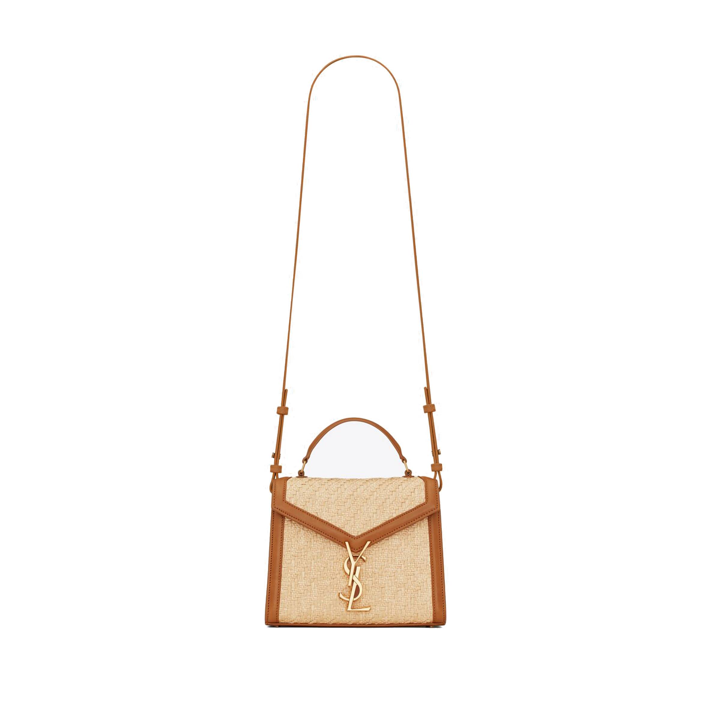 YSL CASSANDRA MINI TOP HANDLE BAG IN RAFFIA AND VEGETABLE-TANNED LEATHER 623930FAA7D9783 (20*16*7.5cm) YSL CASSANDRA MINI TOP HANDLE BAG IN RAFFIA AND VEGETABLE-TANNED LEATHER 623930FAA7D9783 (20*16*7.5cm)